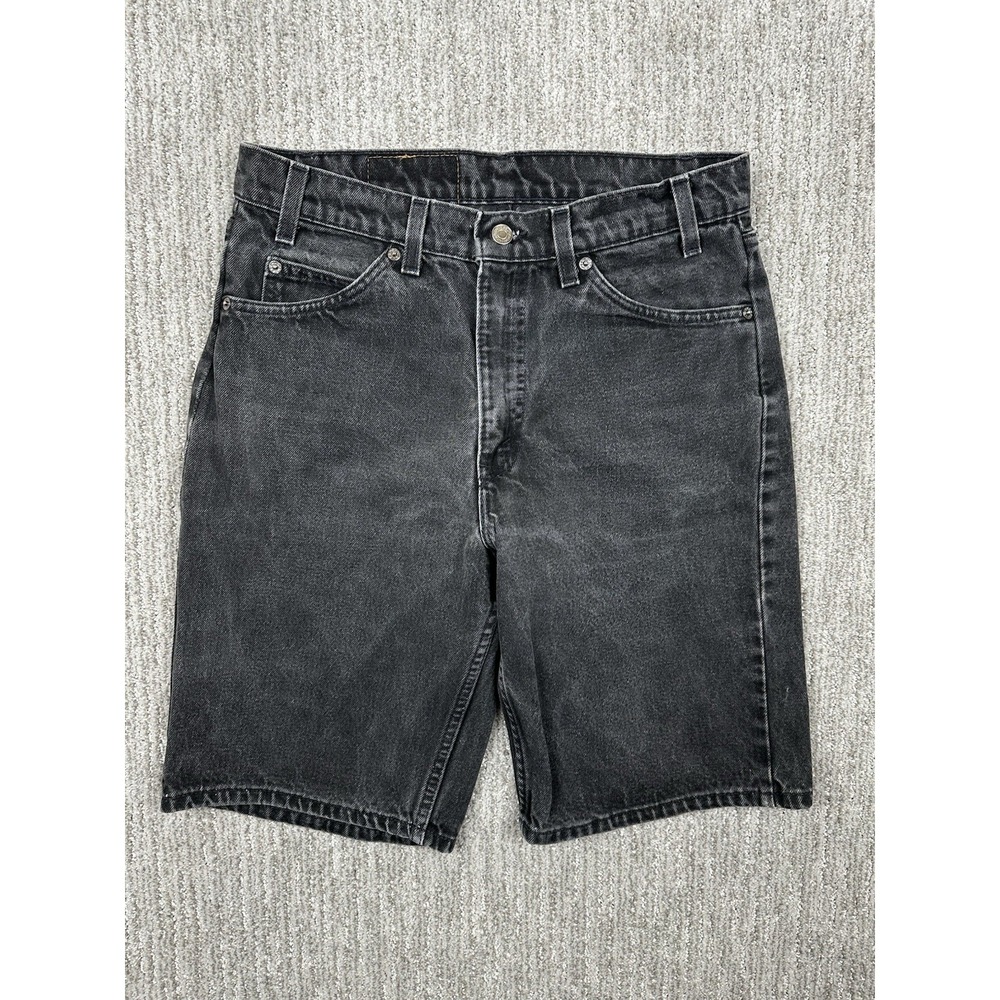 Vtg Levis 550 Orange Tab Jean Shorts Jorts Faded Black Denim USA Made‎ Mens 32